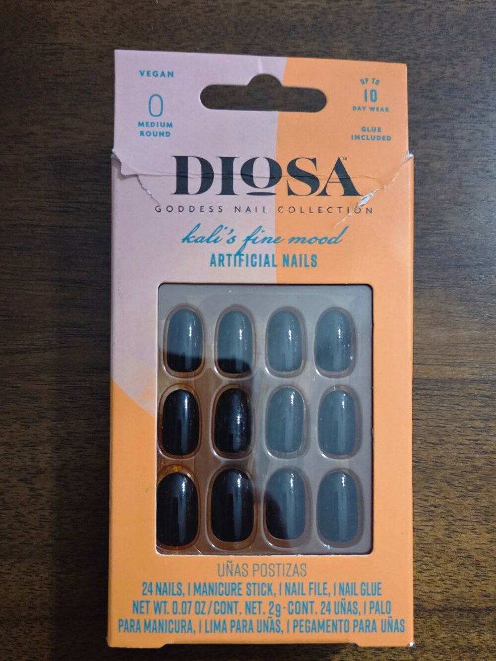 DIOSA Kali's Fine Mood Press-On Nails Black Gray Ombre Medium Round Vegan